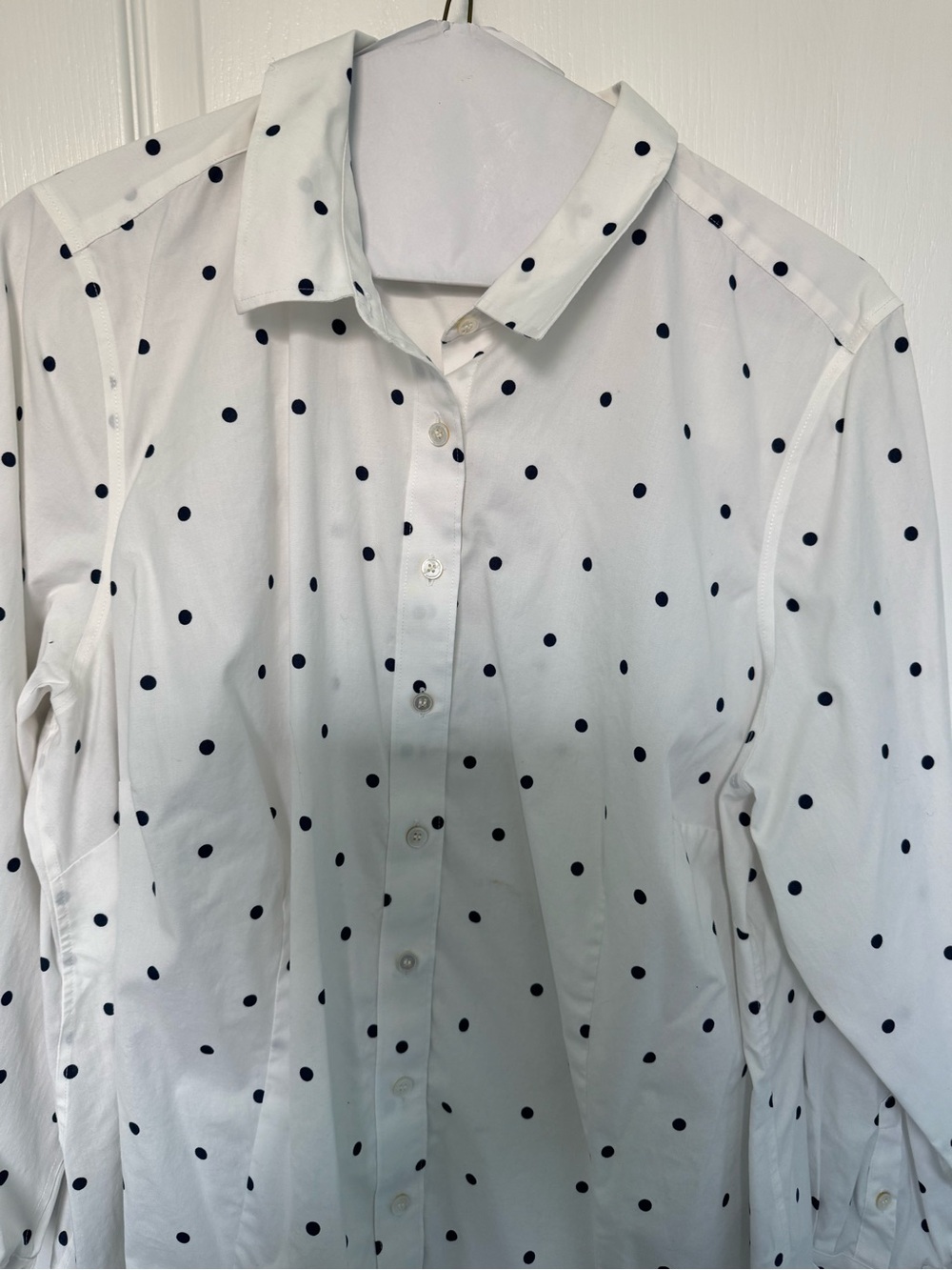 Talbots White Shirt with Black Polka Dots
